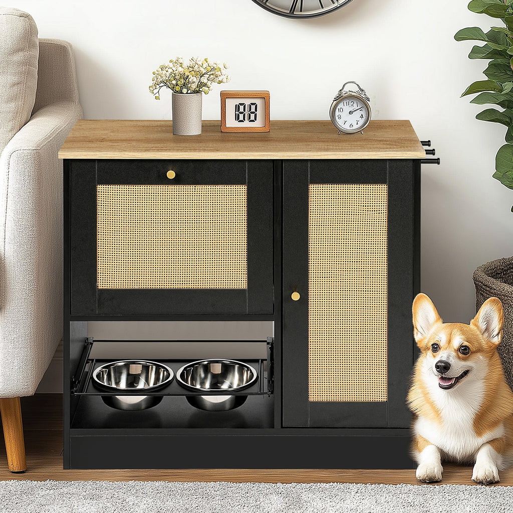 Elevated Feeding Station with Storage – Black