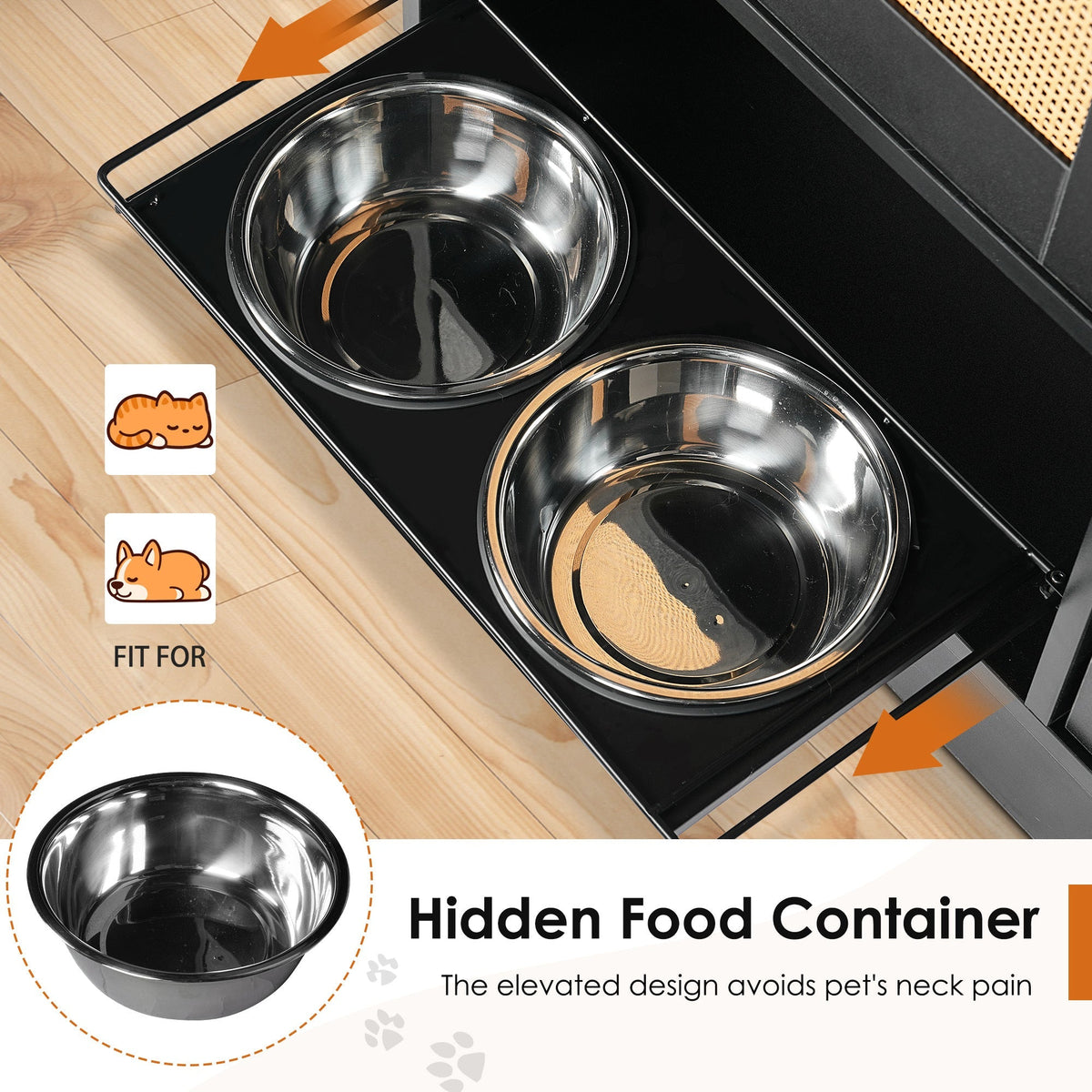 Elevated Feeding Station with Storage – Black
