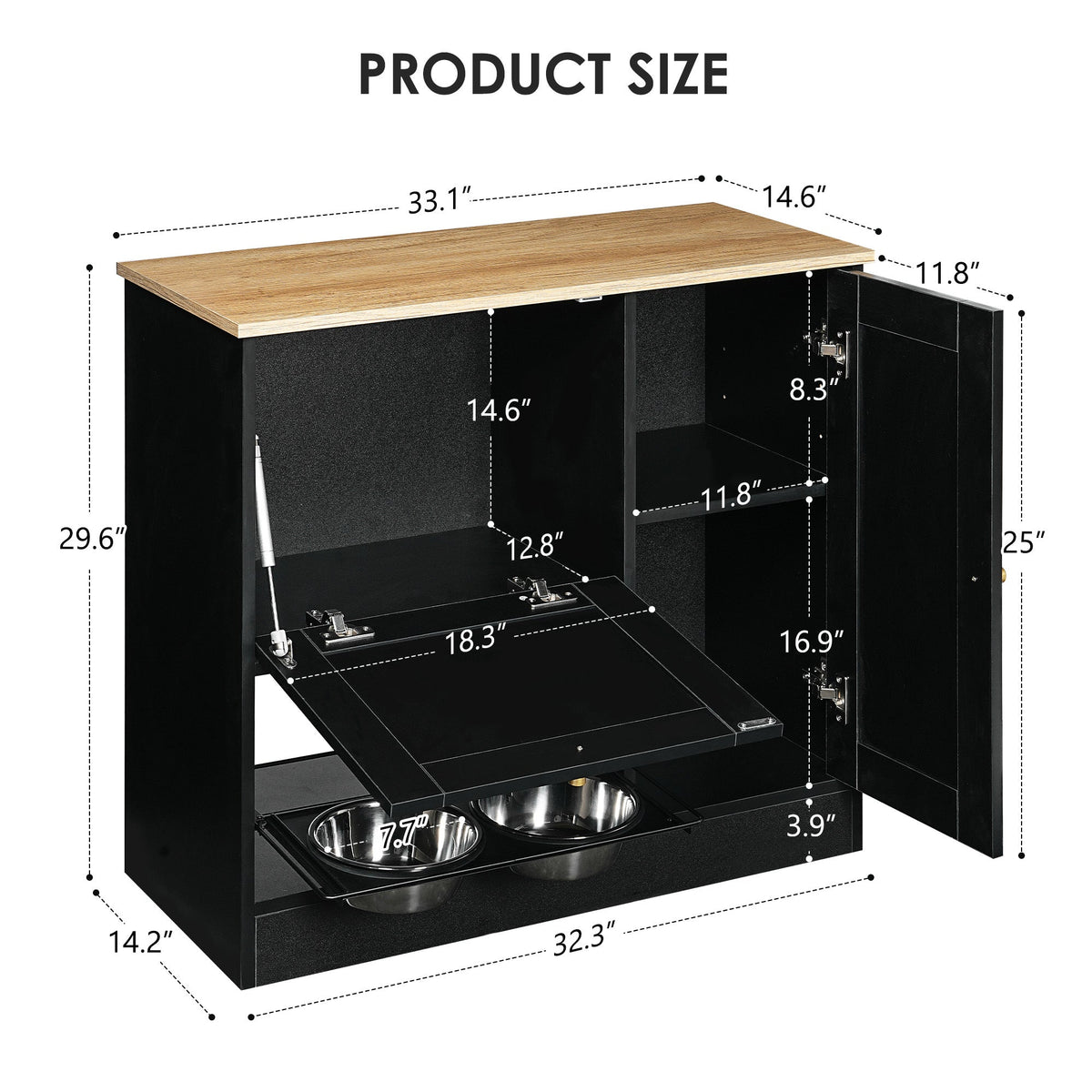 Elevated Feeding Station with Storage – Black
