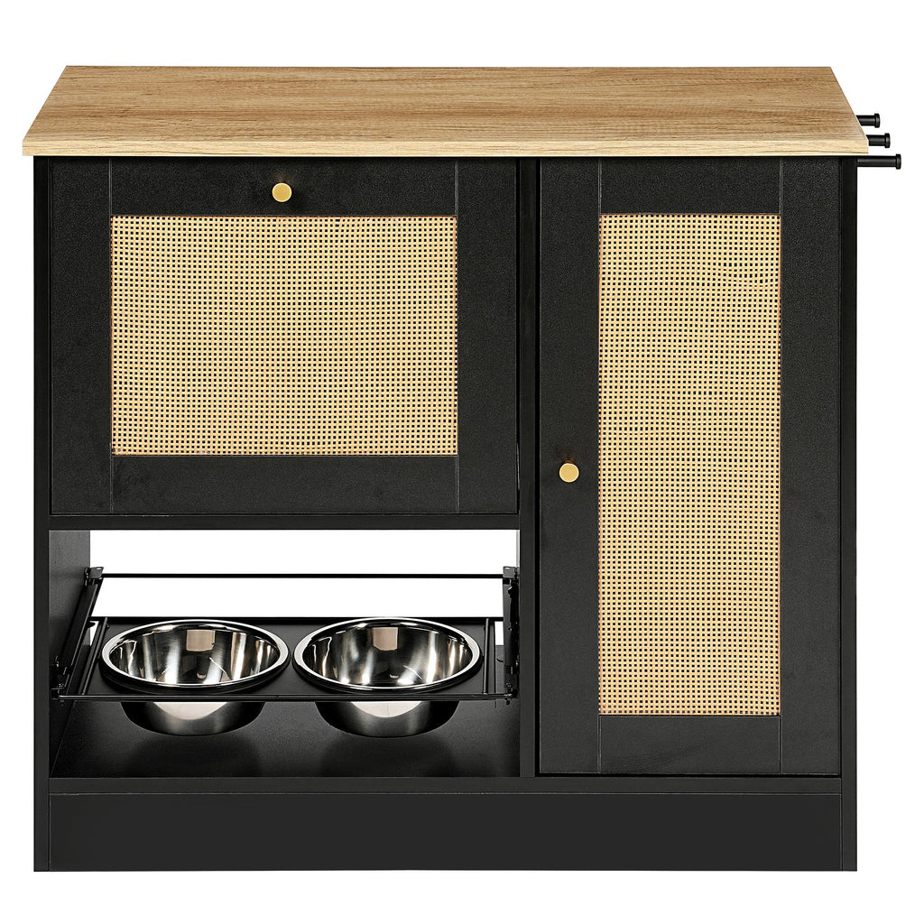 Elevated Feeding Station with Storage – Black