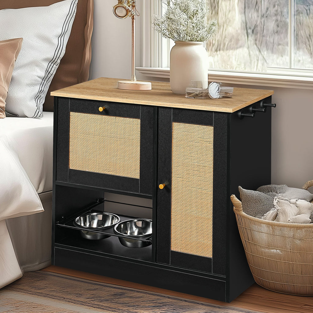 Elevated Feeding Station with Storage – Black