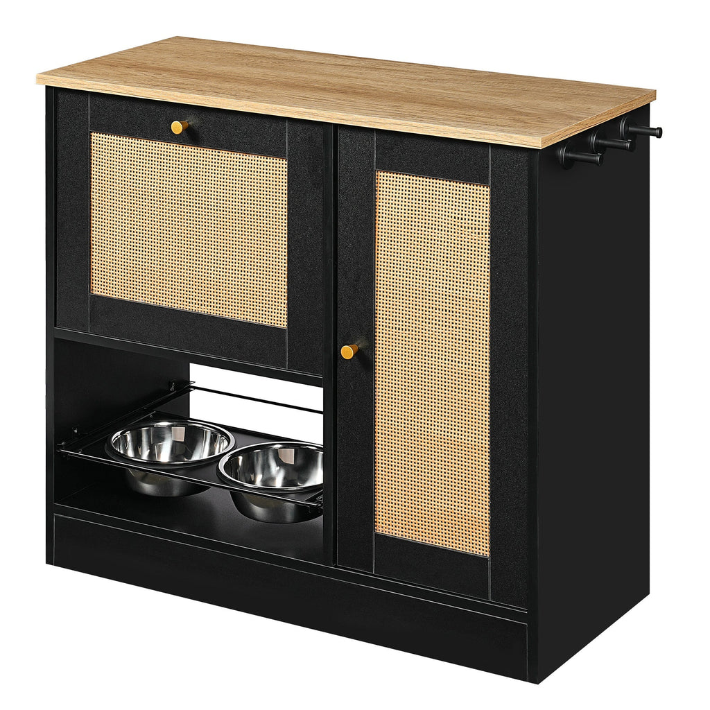 Elevated Feeding Station with Storage – Black