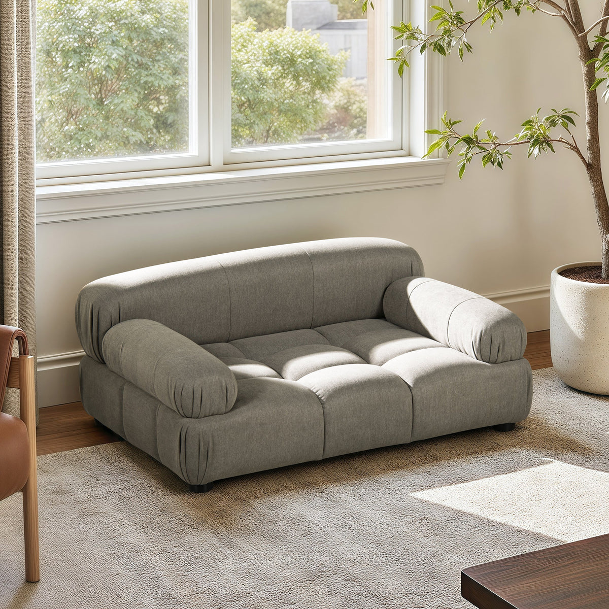 Marcel Upholstered Pet Bed – Uptown Gray Velvet