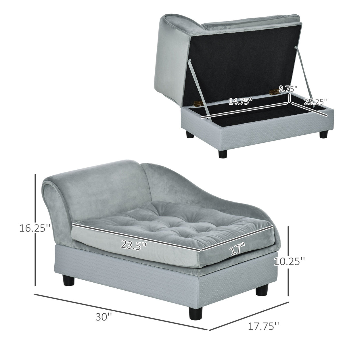PawHut Luxury Dog Bed with Hidden Storage