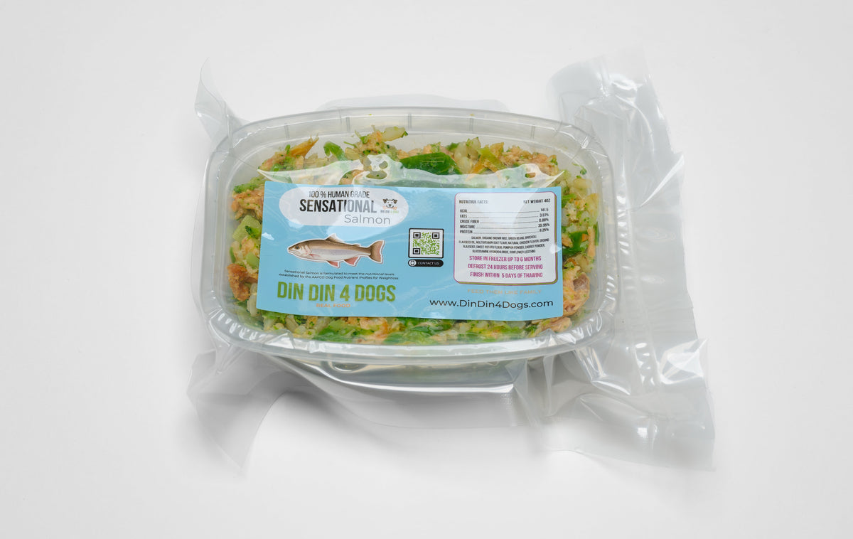 Din Din Small Breed Salmon Meals – 30 × 4 oz