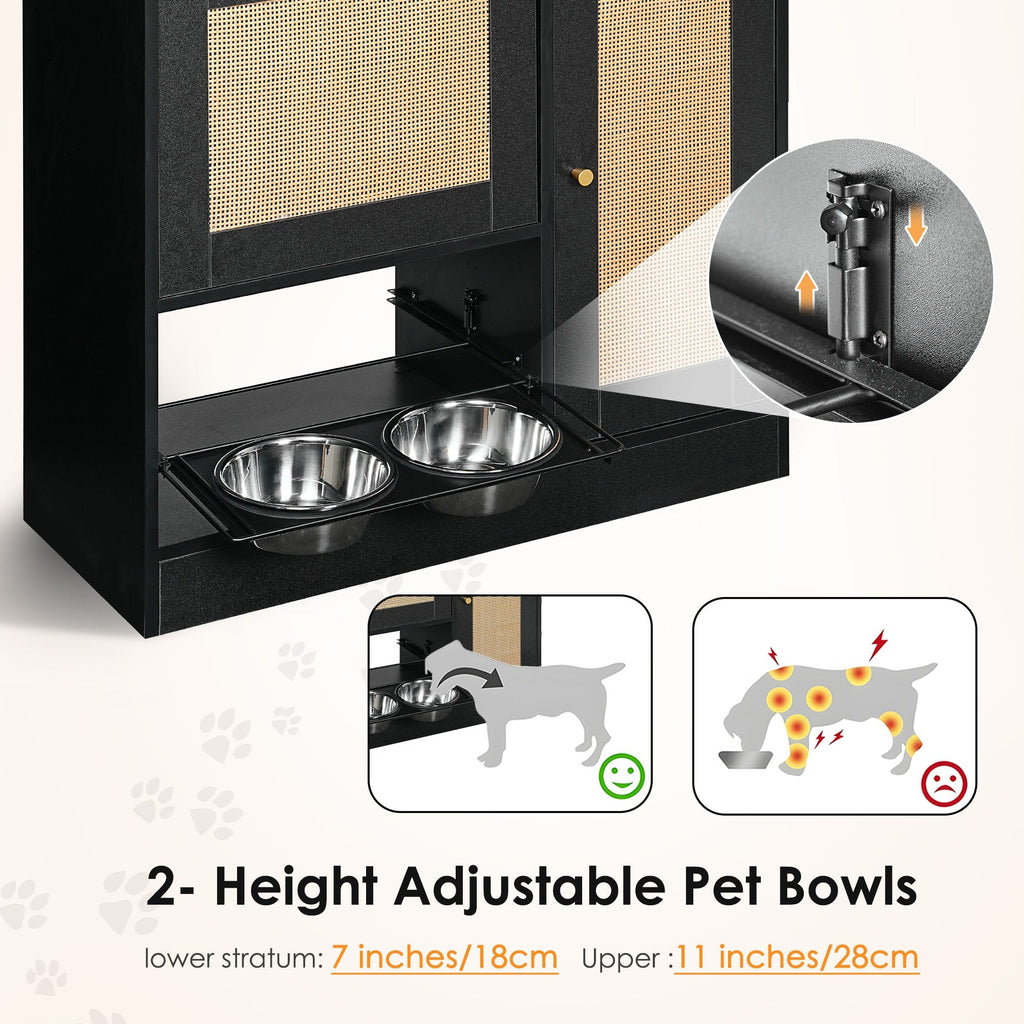 Elevated Feeding Station with Storage – Black