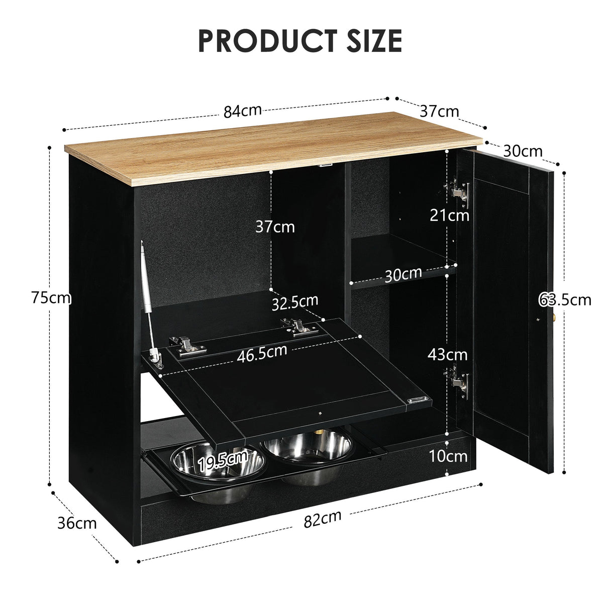 Elevated Feeding Station with Storage – Black