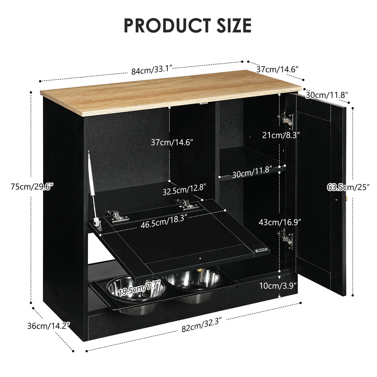 Elevated Feeding Station with Storage – Black