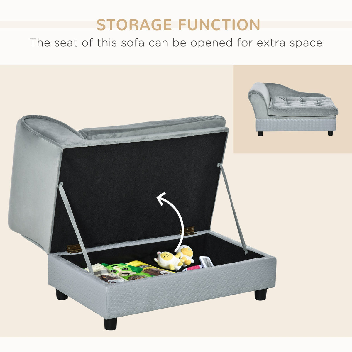 PawHut Luxury Dog Bed with Hidden Storage